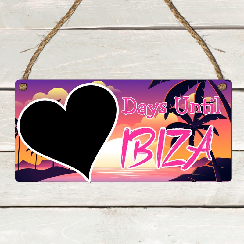 Days Until Ibiza Holiday Countdown Chalkboard Plaque – Vibrant Sunset