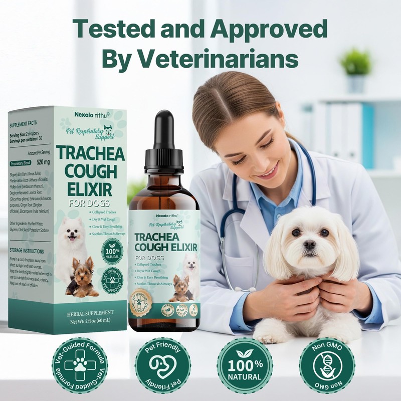 Collapsed Trachea Treatment for Dogs, Trachea Cough Elixir, Dog Cough