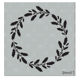Stencil1 Holly Wreath Stencil 5.75" x 6"