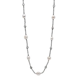 YASUO Pearl Women's Necklace, Long Necklace, Freshwater Pearl, White, No Clasp, Sparkling, 31.5 inches (80 cm), Brass, Resin, For Going Out