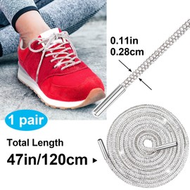 Mxxipp 2pcs Glitter Rhinestone Rope, Sparkly Crystal Shoe Laces, Bling Round Drawstring Cords Replacement for Hoodies Sweatpants Shorts Shoes Bags Accessories- White