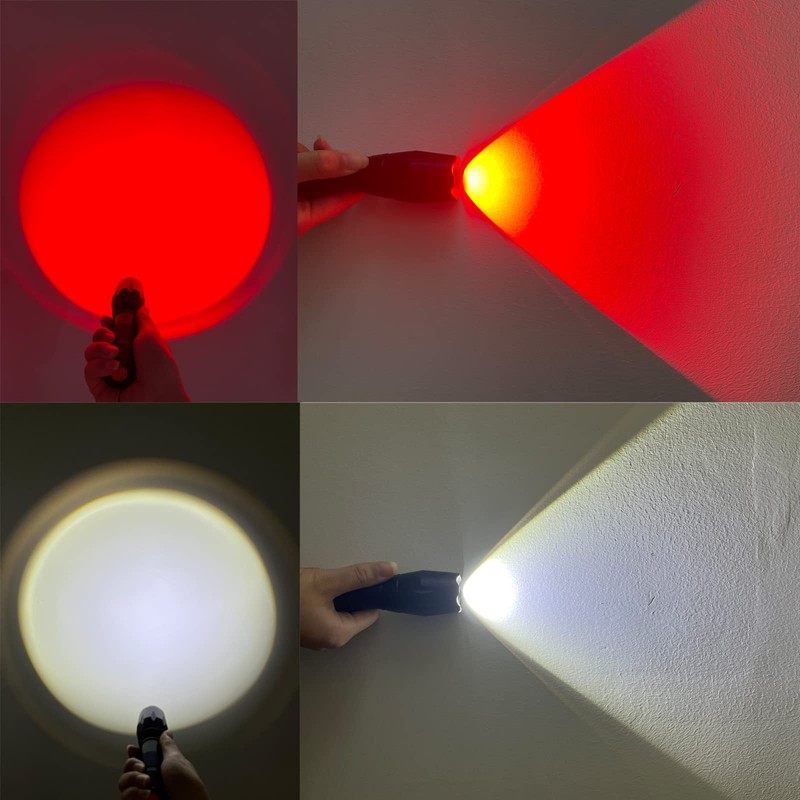 Souyos Upgraded Red Flashlight Powerful White & Red Light, Zoom