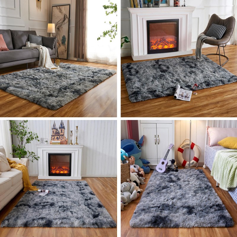 Tie-Dye Faux Sheepskin Rug Fluffy Soft Imitation Wool Rug Longhair