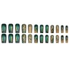 24PCS Dark Green Press on Nails Coffin Fake Nails Medium