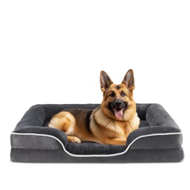 Sweetcrispy Orthopedic Dog Bed, Memory Foam Puppy Sleeping Sofa for Small Pets Washable Removable Cover Non-Slip Base Waterproof Liner Egg Crate for Improved Sleep, Classic Grey, 35"L x 25"W x 6.5"Th