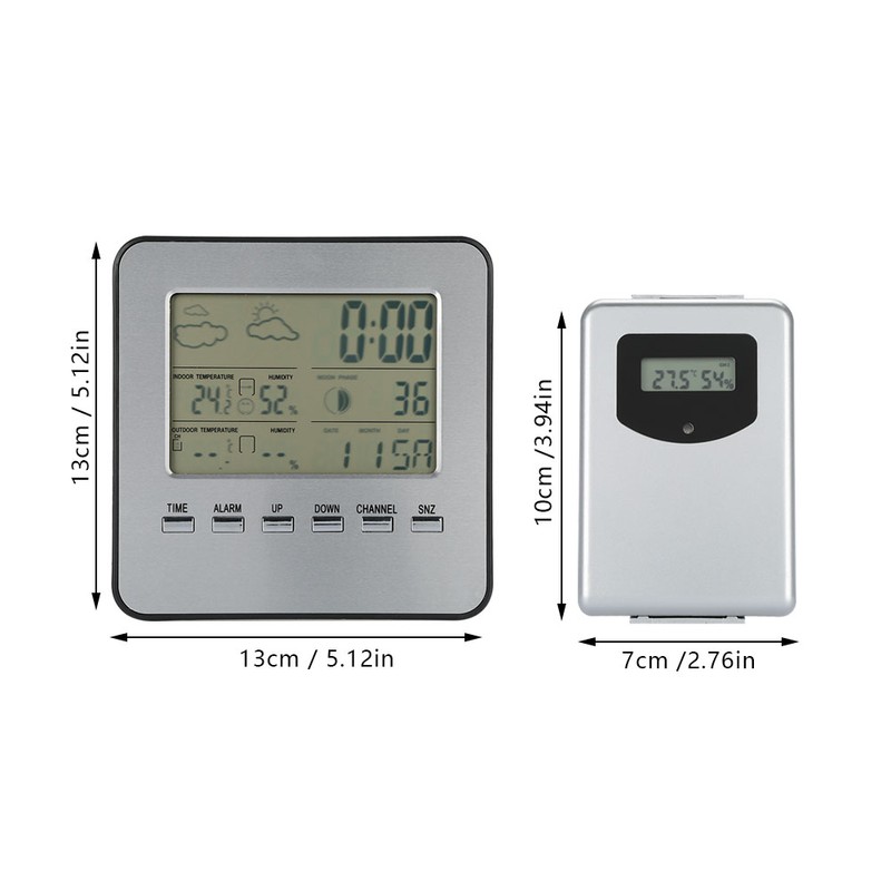 Digital Wireless Weather Station Alarm Clock Thermometer Hygrometer Outdoor Indoor