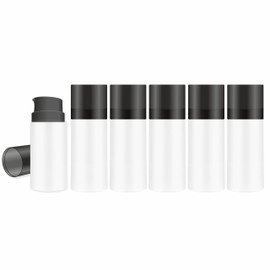 MYOC White Airless Bottle Set with Black Pump| 6 Bottles | 15ml | Leak-Proof & Precise Dispensing | Ideal for DIY Beauty & Skincare