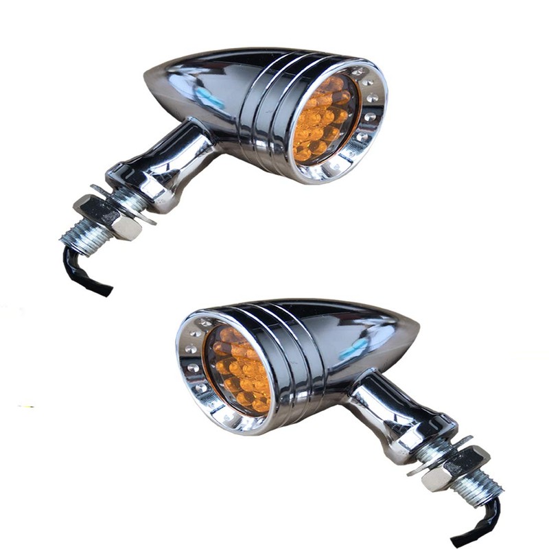 PACASK CNC Motorcycle LED Turn Signal Lights Blinker Indicator Front