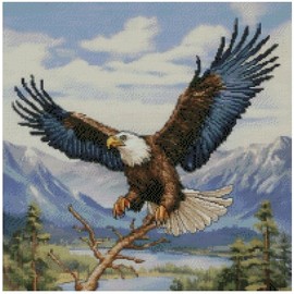 Flying Bald Eagle Counted Cross Stitch Kits, 14 Count aida Fabric, 100% Cotton Thread, 200x200 Stitch,36x36cm Counted Cotton Cross Stitch kit