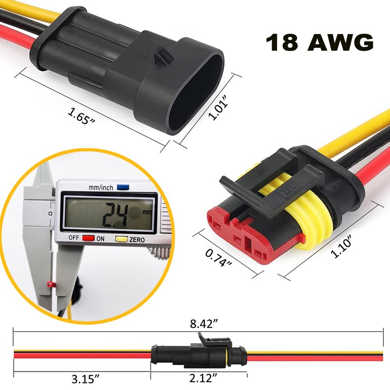 Twippo 18 AWG Waterproof Wire Connectors Automotive Electrical Connectors Quick