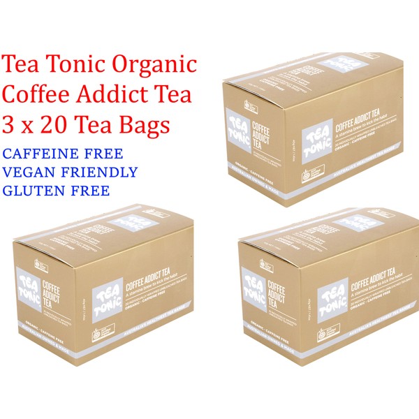 3 x 20 Tea bags TEA TONIC Coffee Addict Tea  ( 60 bags in total ) CAFFEINE FREE