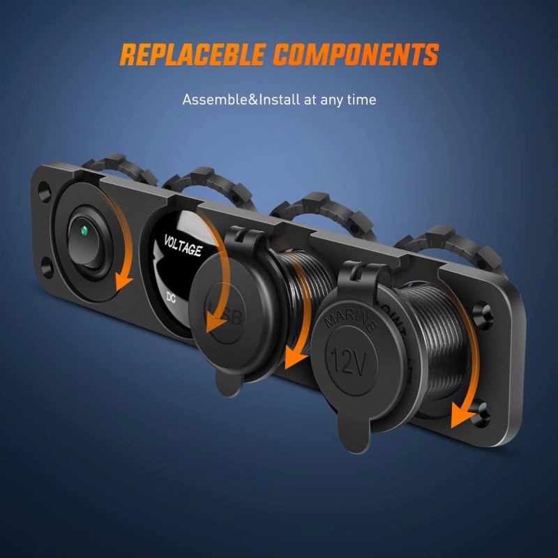Nilight Charger Socket Panel 4 in 1 ON/Off Dual USB