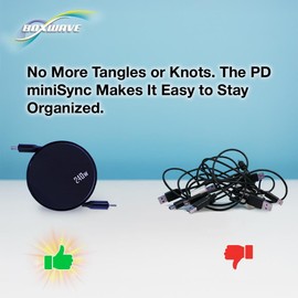 BoxWave Cable Compatible with Backbone One (Android) - PD miniSync (240W), Retractable PD 240W Portable USB Type-C Cable - Jet Black