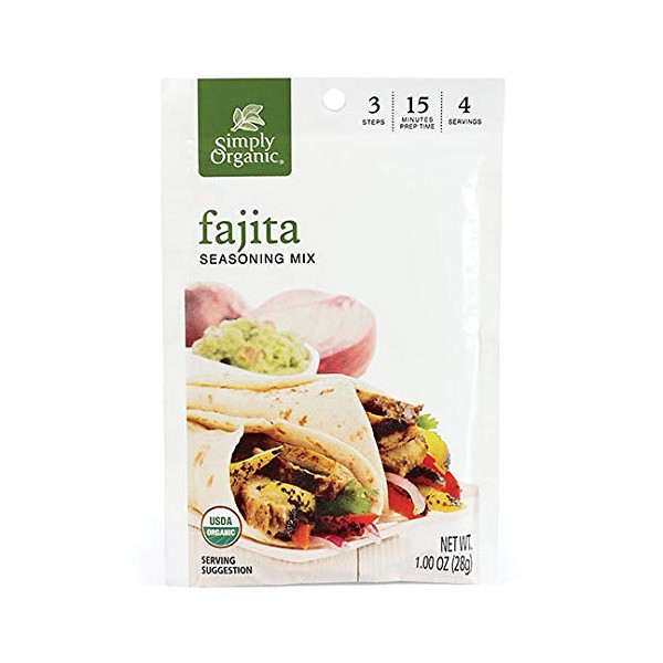 Simply Organic Fajita Seasoning, Certified Organic | 1 oz | Pack of 12