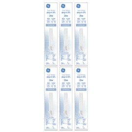 GE (6 Bulbs) Bright Cool White 26 watt Plug-in CFL G24d-3 Base, 6.7 inch, F26DX, 4100K Cool White Compact Fluorescent CFL Light Bulb