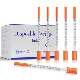 1 ml/cc Syringes 30G x 1/2’’ (13mm) - Disposable Lab Syringe with Cap, 100 Pack