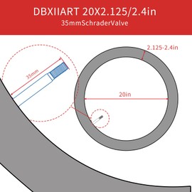 2PCS Heavy Duty Bike Tubes 20x2.125/2.4,24“/26“/27.5”29“x2.125/2.4 Schrader Valve Bicycle Inner Tubes Bicycle Tubes (20x2.125/2.4)