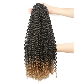7 Packs Passion Twist Hair 18 Inch Water Wave Synthetic Braids for Passion Twist Crochet Braiding Hair Goddess Locs Long Bohemian Locs Hair (22Strands/Pack, T27#)