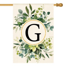 AVOIN colorlife Monogram Letter G Floral Garden Flag 12x18 Inch Double Sided Outside, Family Last Name Initial Yard Outdoor Decoration