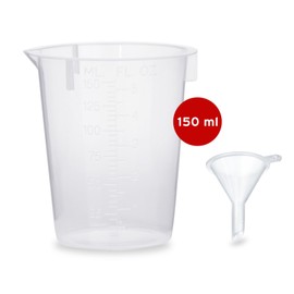 Octopus 10 x 100ml Plastic Bottles (LDPE) with Black Lids, Funnel + Measuring Cup + Labels, Dispensing Bottles, Dropper Bottles or Squeeze Bottles