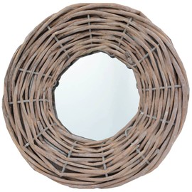 YLIEHS Wicker Framed Mirrors Set of 3, Vintage Natural Charm, 5.9 Inch Diameter