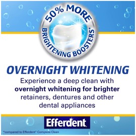 Efferdent PM Denture Cleanser Tablets, Overnight Whitening, 90 Count