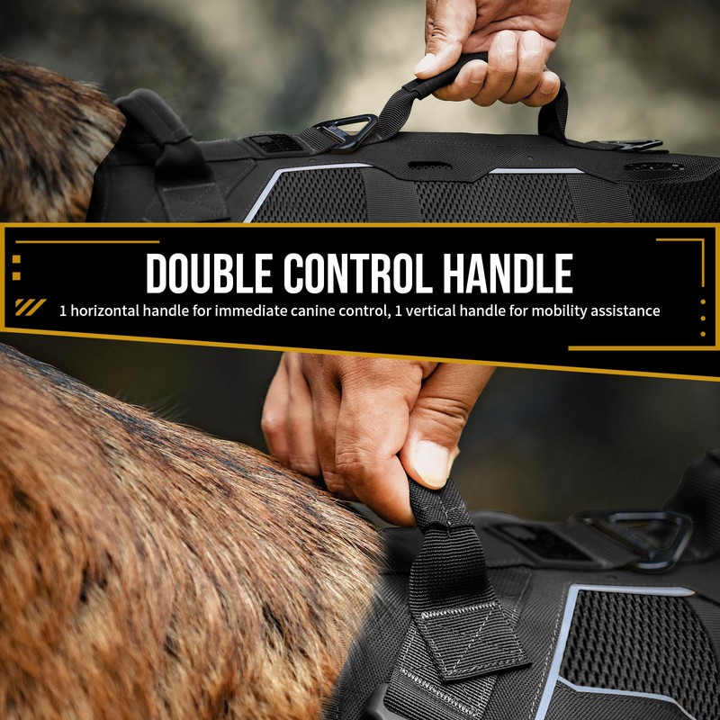 OneTigris Tactical Dog Harness for Large Dogs, Adjustable Tactical Dog