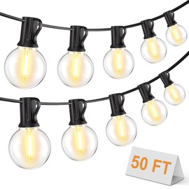 Bomcosy Outdoor String Lights,50 FT LED String Lights for Outside with Shatterproof Dimmable 25+1 Bulbs,Waterproof Connectable Outdoor Lights for Deck,Garden,Backyard,Balcony,Porch,Patio