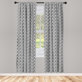 Ambesonne - Cortinas con estampado de vaca, lunares blancos y negros a rayas con estilo abstracto de animales de granja, tratamientos de ventana, juego de 2 paneles para sala de estar, recámara, par