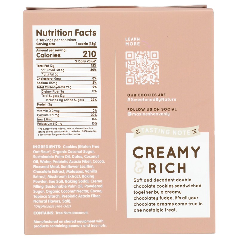 MAXINES HEAVENLY COOKIES Chocolate Creme Sandwich Cookie, 4.6 OZ