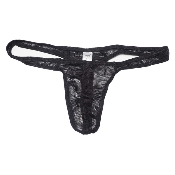 ONEFIT Sexy Transparent G-String Thongs Low Raise Underwears for Men Black