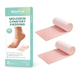 Welnove Moleskin Tape - Moleskin Padding Roll & Plasters for Feet to Reduce Friction and Pain, Ideal for Blisters Prevention, Bunions, Calluses and Foot Pain, Hiking-Essential - 7 * 40cm(2 Sheets)