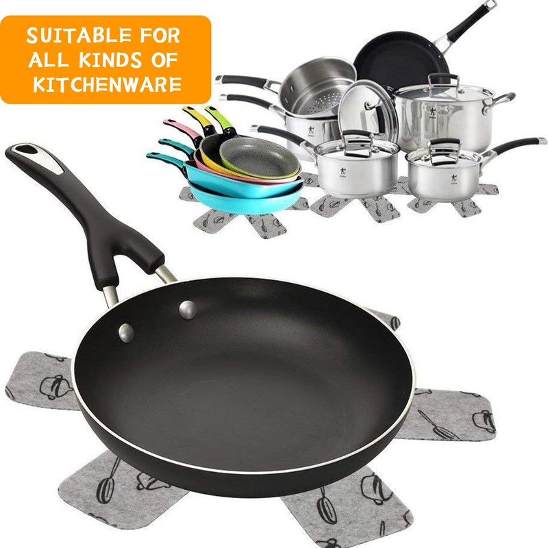 MUNSKT Grey Pan Protector Cover 8 Pieces with Black Cookware
