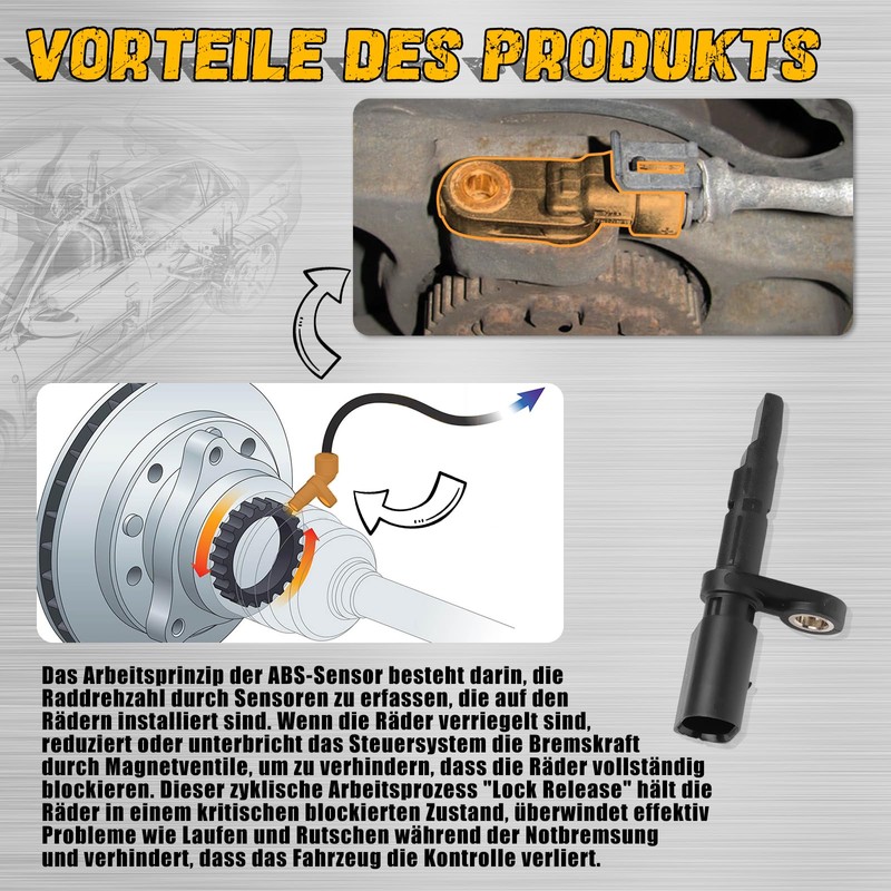 ABS Sensor Compatible with Rear Left Compatible with VW Passat