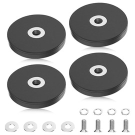 Riisoyu Pack of 4 Neodymium Magnets, Rubberised, Diameter 43 mm with M6 Internal Thread, Rubber Round Magnets with Thread, Strong Rubberised Magnets for Screwing on, Car Lights, Pot Magnet, Round