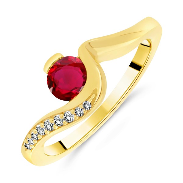 Planetys - 18K Gold Plated Natural Ruby Sterling Silver Ring