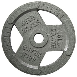 Fitvids Cast Iron Plate Weight Plate for Strength Training and Weightlifting, 2-Inch Center, 45LB (Single)