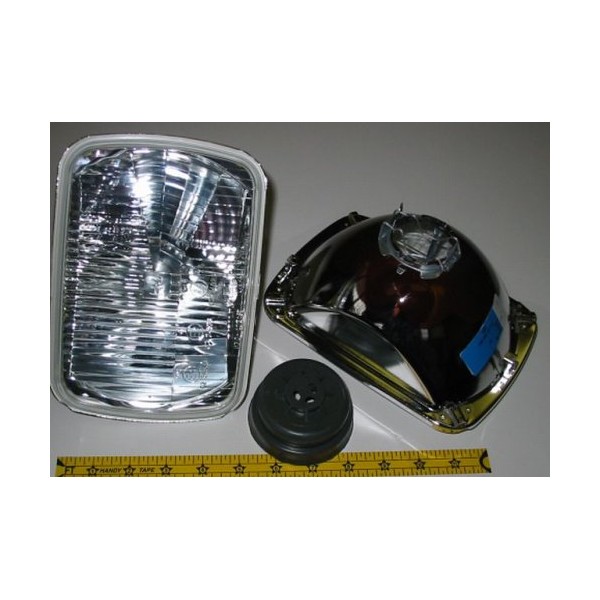 Hella 200mm Rectangular E Code H4 Halogen Replacement Headlight Kit with 100/90W Bulbs