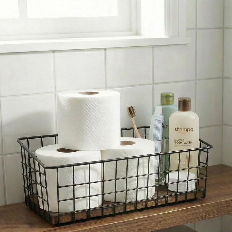 Toilet Paper Basket 1 Pack 14" Toilet Tank Tray Rustic