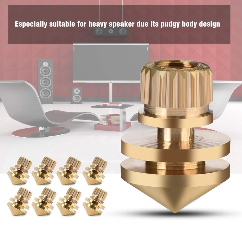 8 Pcs Speaker Spike Copper Stand Feet Cone Base Pads