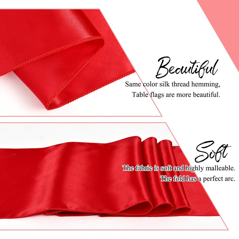 YMHPRIDE 10 Pack Red Table Runner Satin Table Runner, 12x72