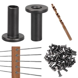 100 Pack 1/8" Cable Railing Protector Sleeves T316 Stainless Steel Hidden Protective Sleeves Deck Cable Railing Hardware Kit for Wood Posts, Black