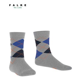 FALKE Unisex Children's Classic Argyle Socks Breathable Sustainable Cotton Reinforced Children's Socks Durable Skin-Friendly Non-Slip Checked Durable 1 Pair, Grey Light Grey Melange 3390