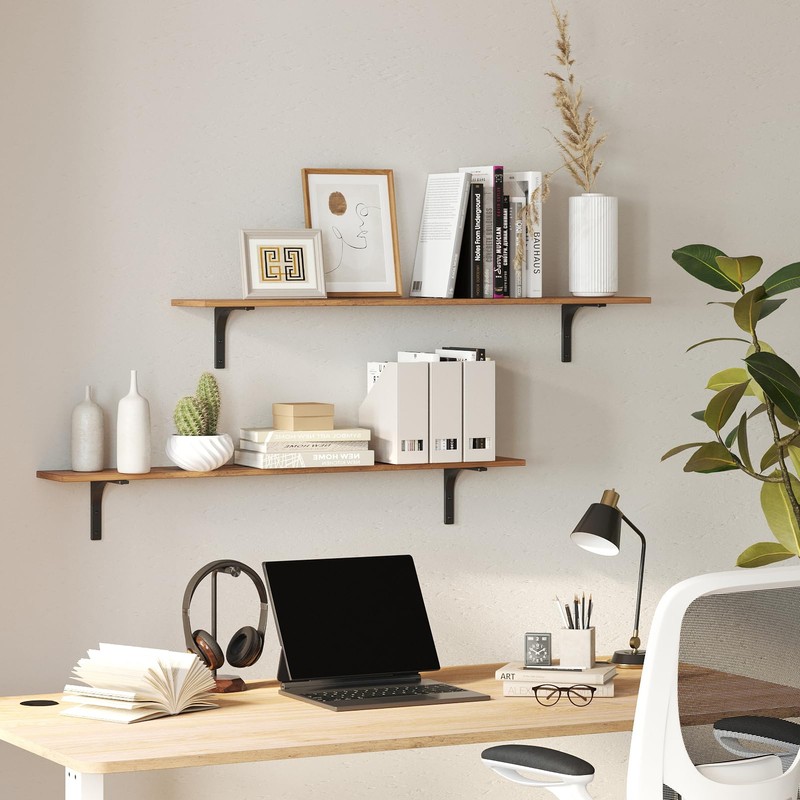 DINZI LVJ Long Wall Shelves, 47.3Inch Wall Mounted Shelves Set