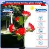 Woanger 4 Pcs Solar Flowers Cemetery Grave Decorations Outdoor LED