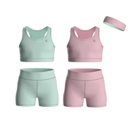 Essenclo Girls Clothing Athletic Sets Sleeveless Crop Tank Tops & Bike Shorts Cheer, Gymnastics, Volleyball Size 3-16 (5 Pcs) - E2108 - Set-10-13-14