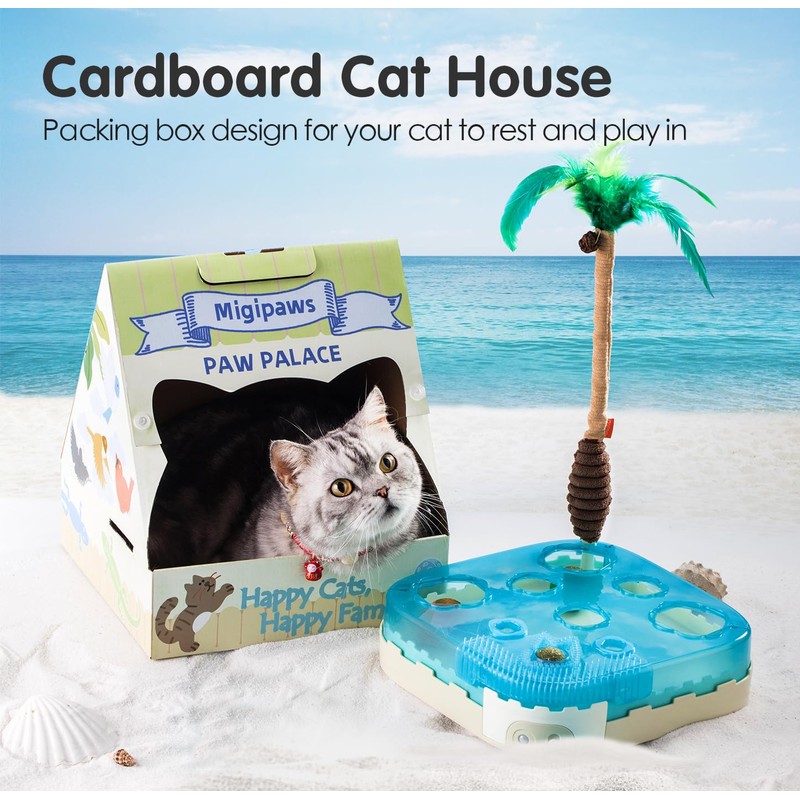 Migipaws 7-in-1 Interactive Cat Toy Motion Activated Indoor Playset with