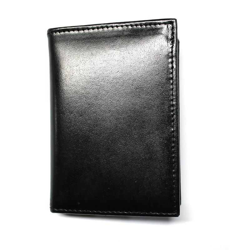 L-Fold Credit Card Trifold Black Leather Wallet - RFID Blocking