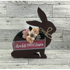 Agape Gifts Designs AGD Easter Decor - MDF Chunky Chocolate Bunny Beware Sitter