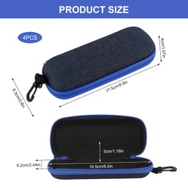 KUHAWL 4 Stück Brillenetuis aus Denim Stoff, Hartschalen Brillenetui, Reise Brillentasche mit Reißverschluss Tragbares Denim Brillentasche Modisch Harte Brillenetui für Studenten Frauen Männer